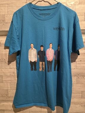 Weezer Men's Teal Graphic Band T-Shirt